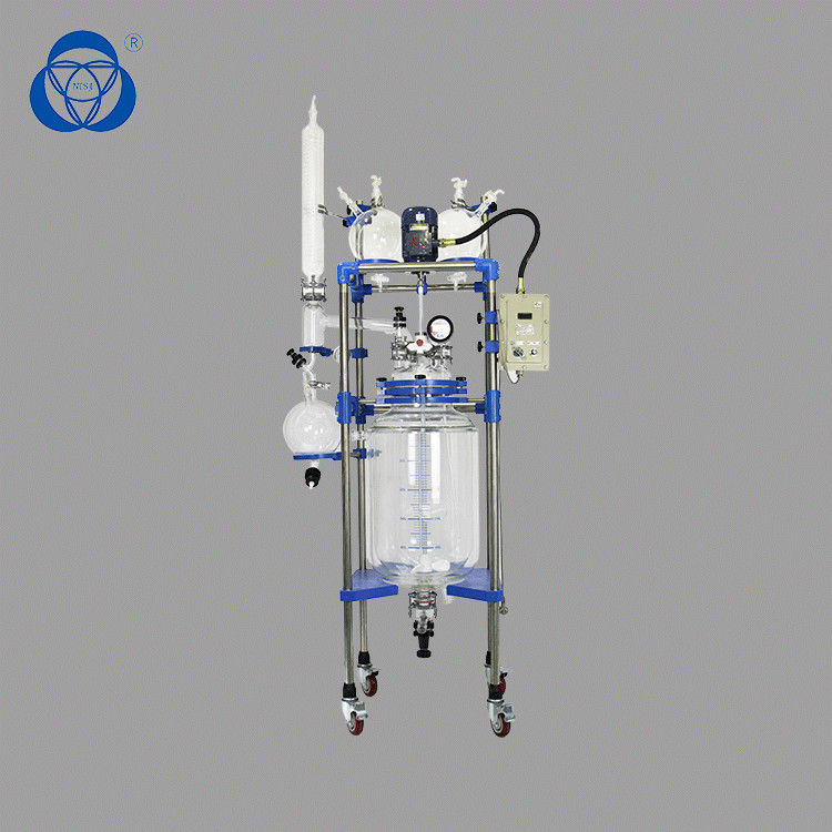 Semi Automatic Jacketed Glass Reactor Vessel Double Layer Practical Strcture